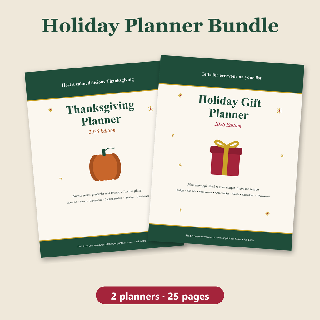 Holiday Planner Bundle: Thanksgiving Planner and Holiday Gift Planner