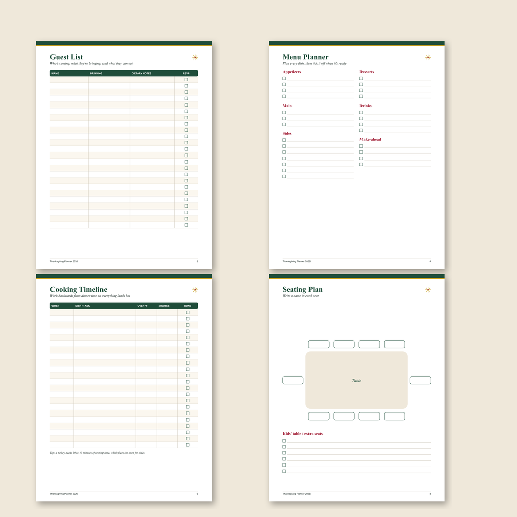 Inside the Thanksgiving Planner